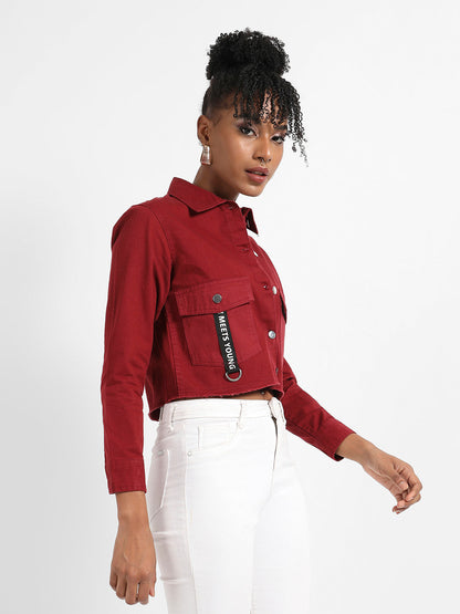 Cropped Jacket With Flap Pocket