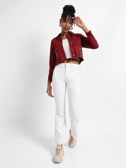 Cropped Jacket With Flap Pocket