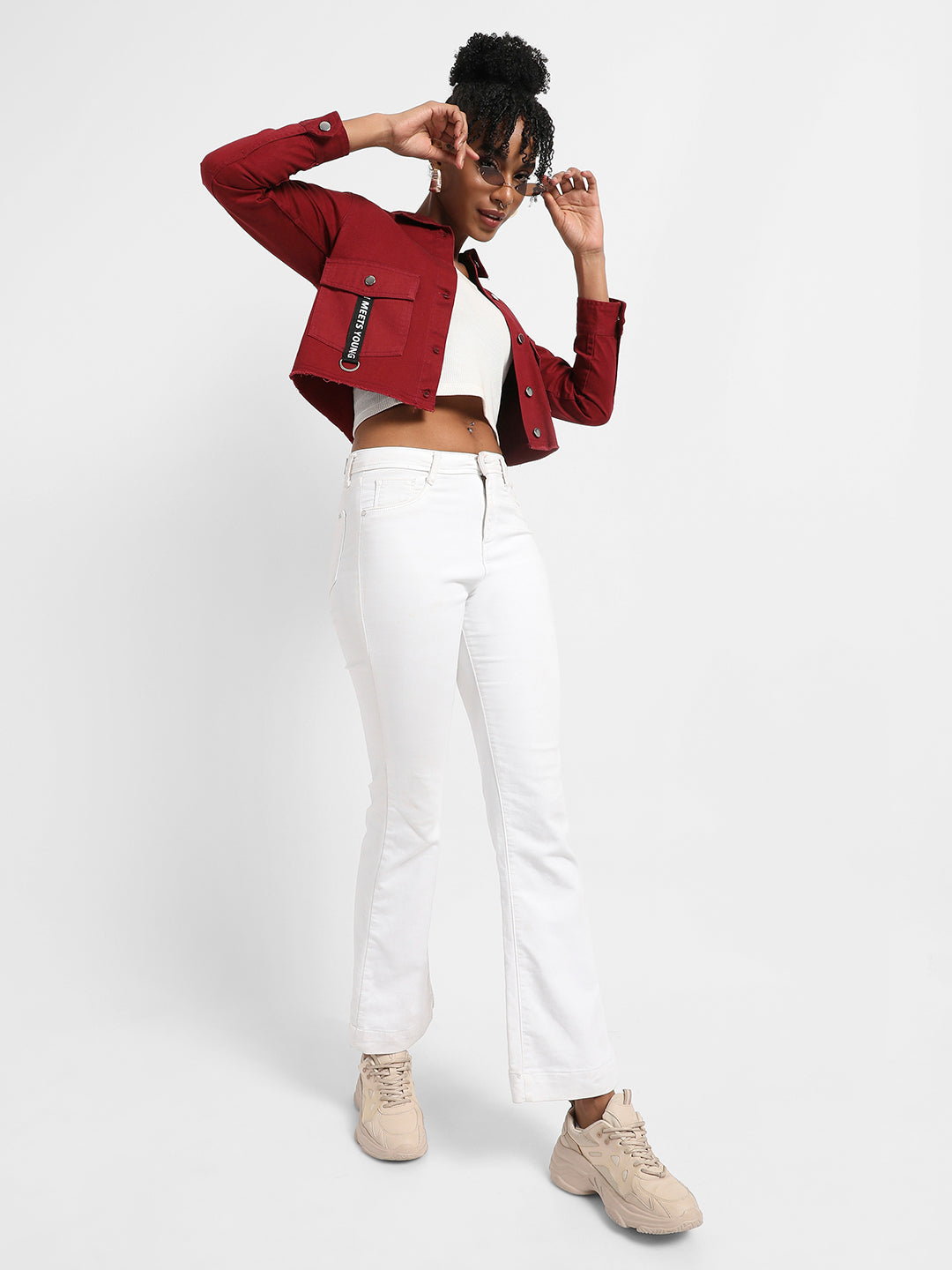 Cropped Jacket With Flap Pocket