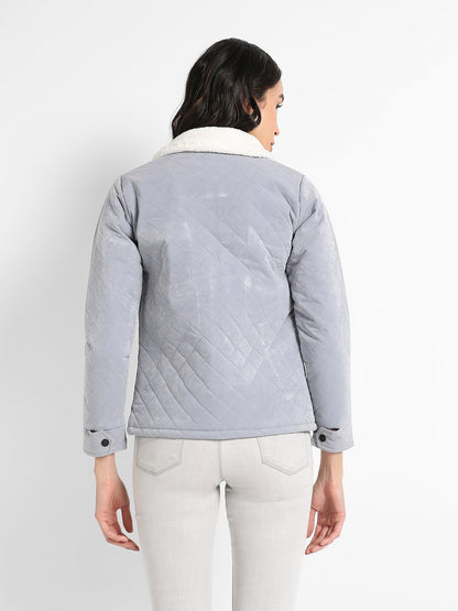 Quilted Flap Pocket Jacket With Fur Details