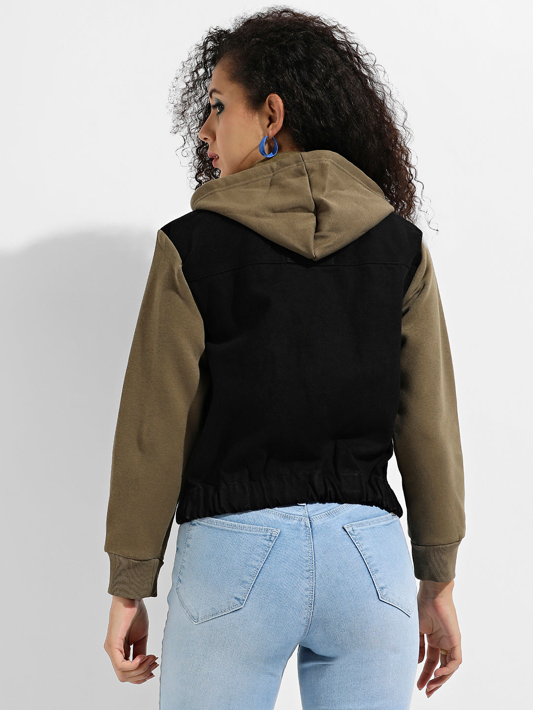 Denim Jacket With Sweatshirt Sleeve