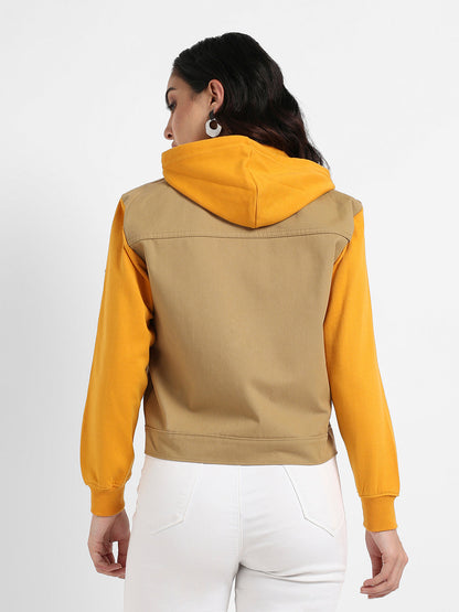 Denim Jacket With Sweatshirt Sleeve