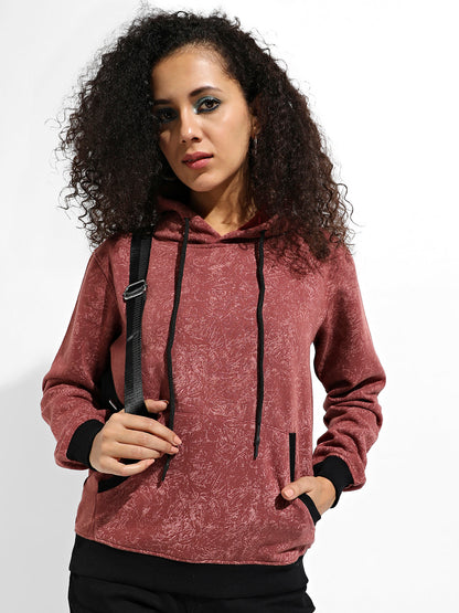Printed Hoodie With Contrast Hem