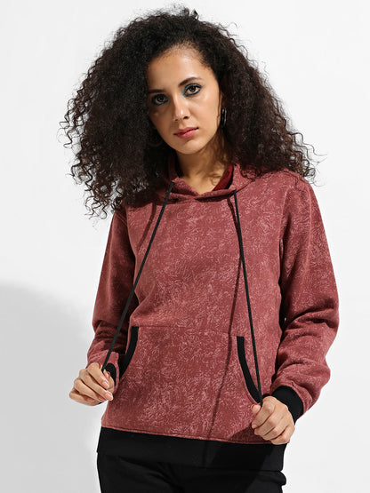 Printed Hoodie With Contrast Hem