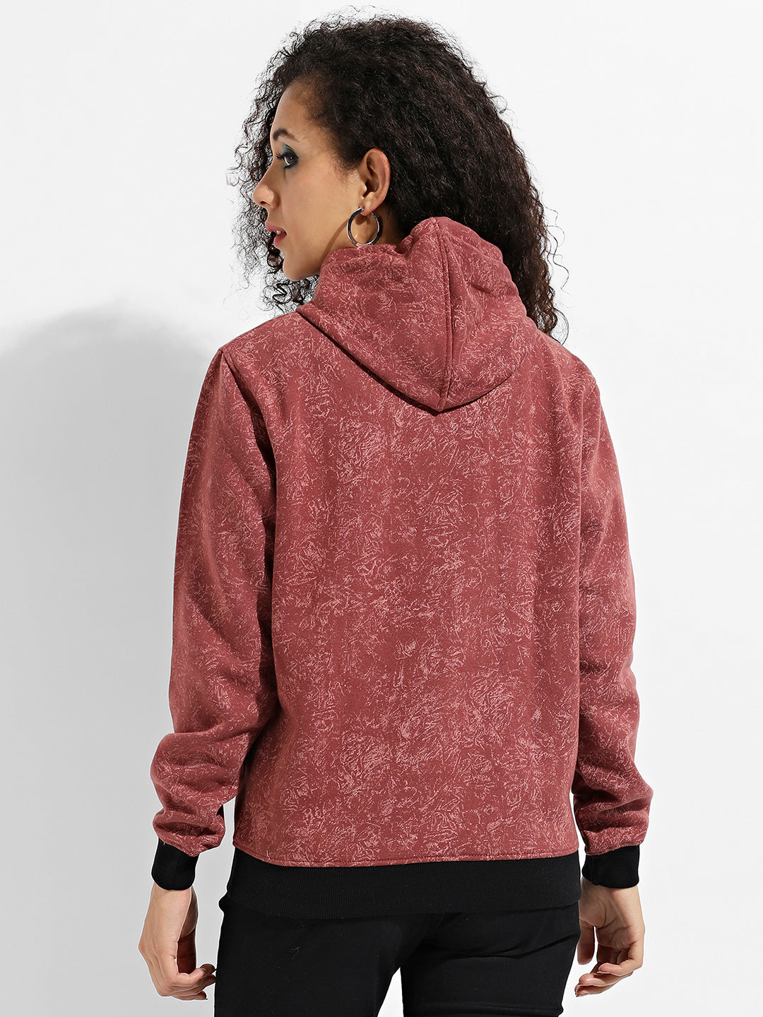 Printed Hoodie With Contrast Hem