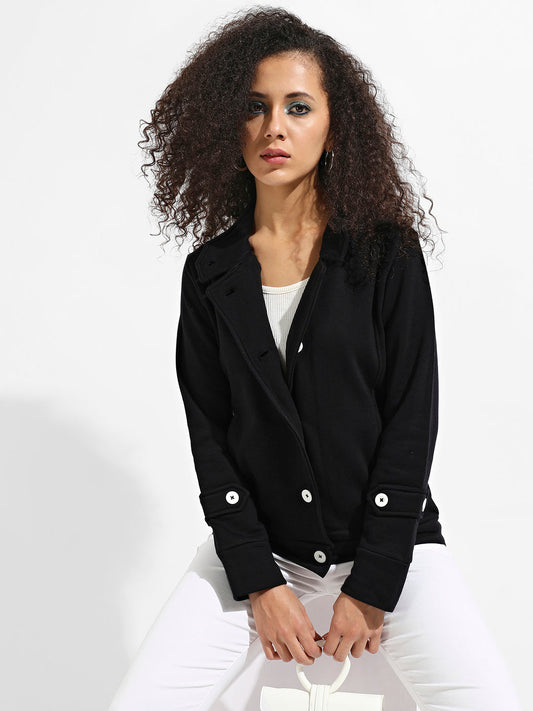 Single-Breasted Jacket With Contrast Button