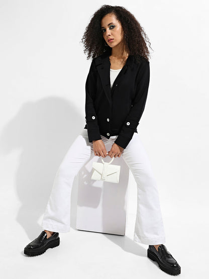Single-Breasted Jacket With Contrast Button