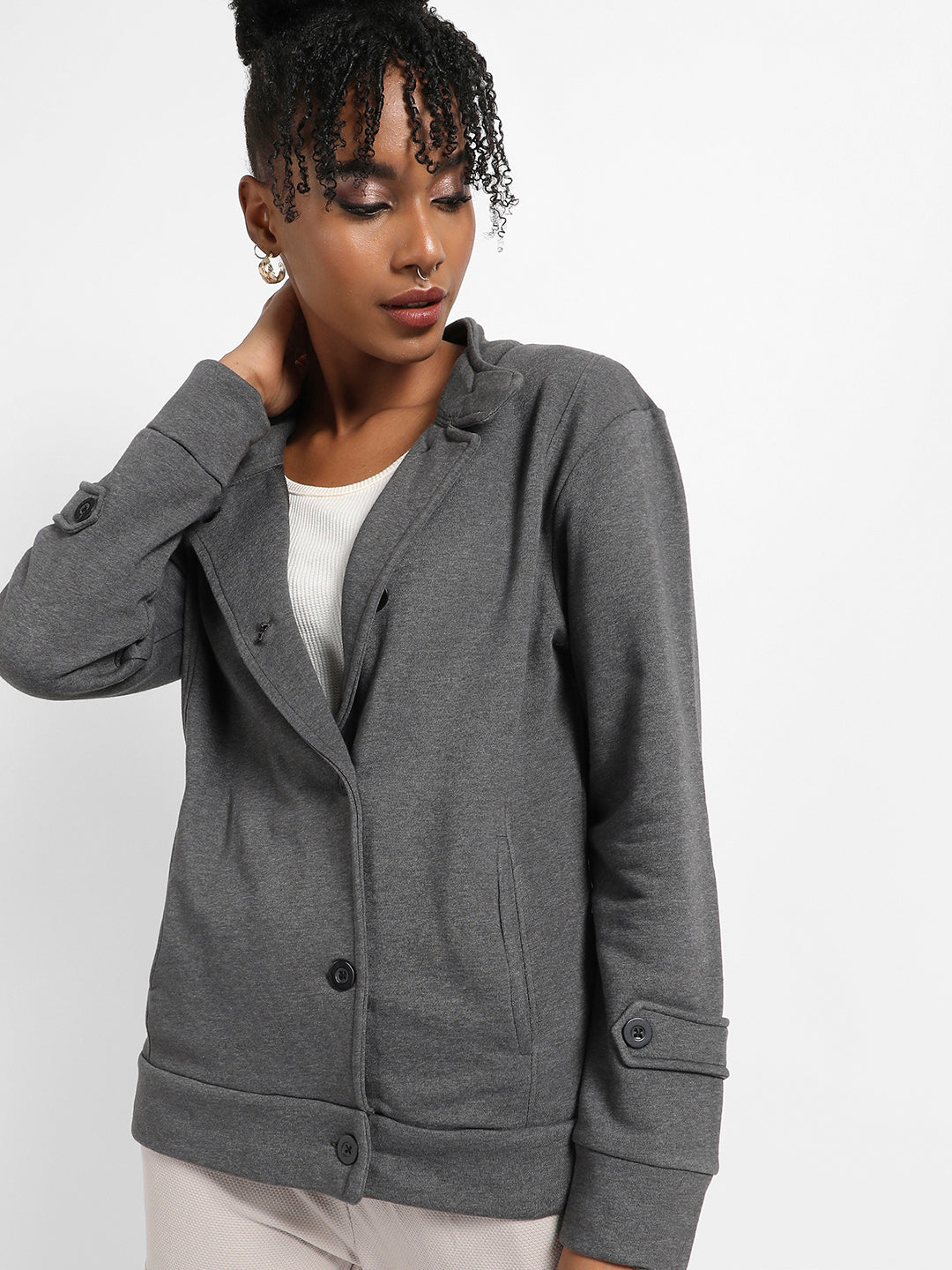 Single-Breasted Jacket With Angled Open Pockets