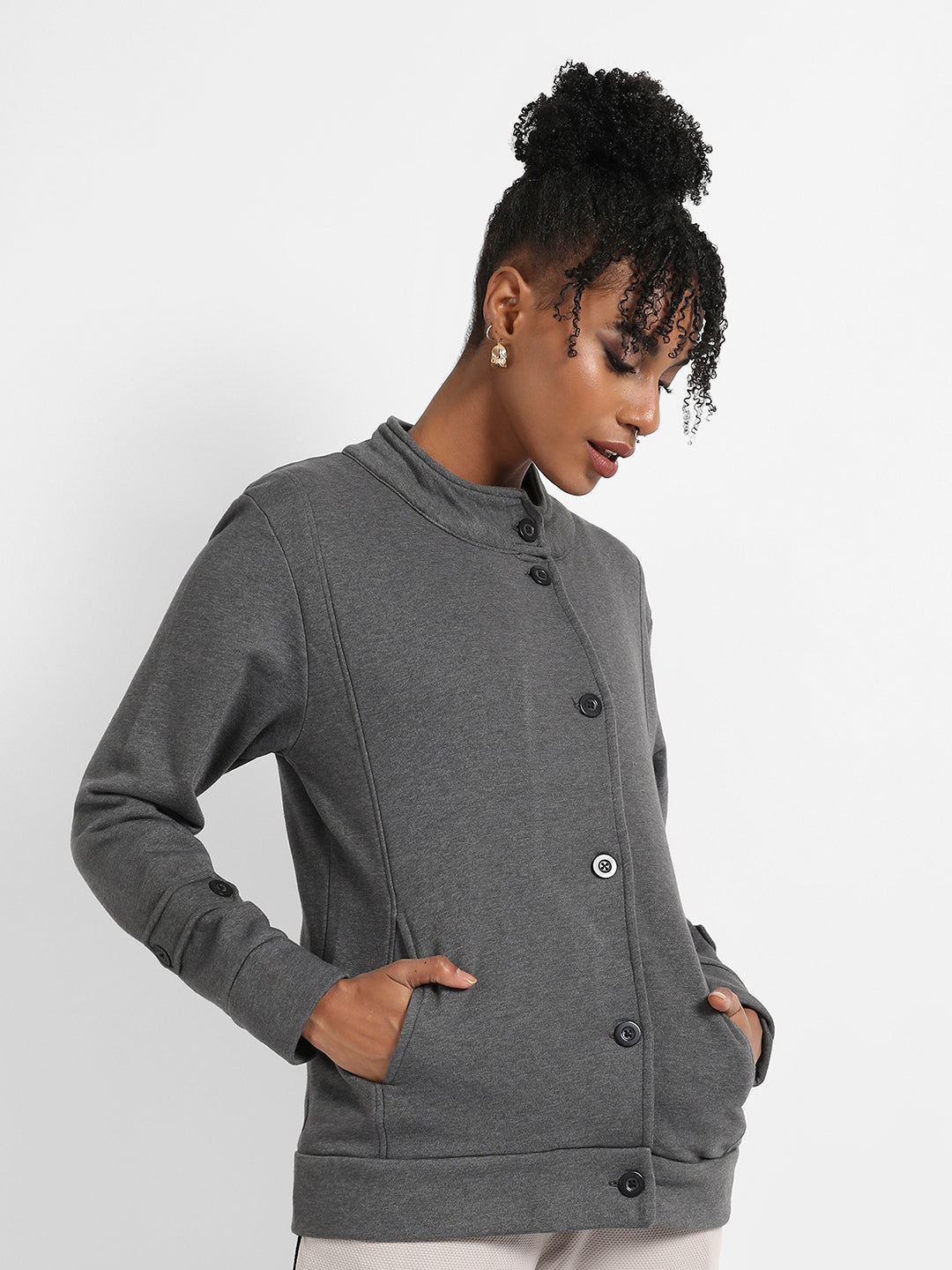 Single-Breasted Jacket With Angled Open Pockets