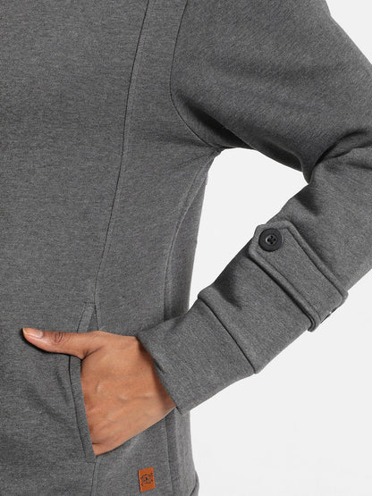 Charcoal Grey Single-Breasted Jacket With Angled Open Pockets