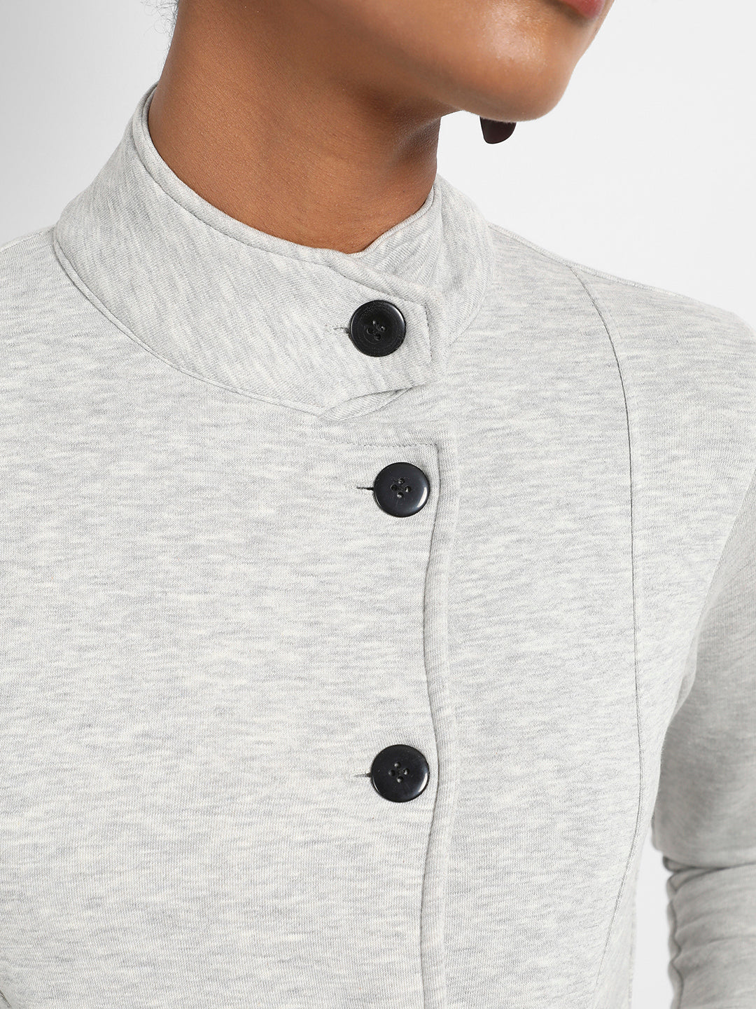 Light Grey Single-Breasted Jacket With Angled Open Pockets