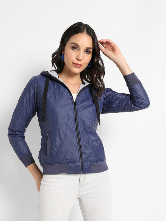 Quilted Puffer Jacket With Zip Closure
