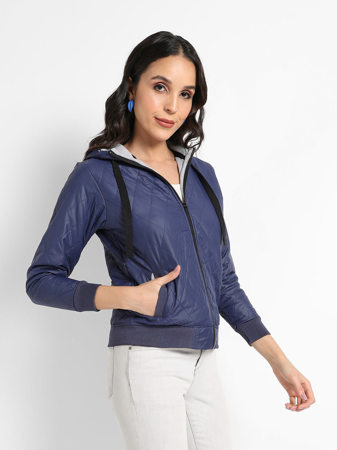 Quilted Puffer Jacket With Zip Closure