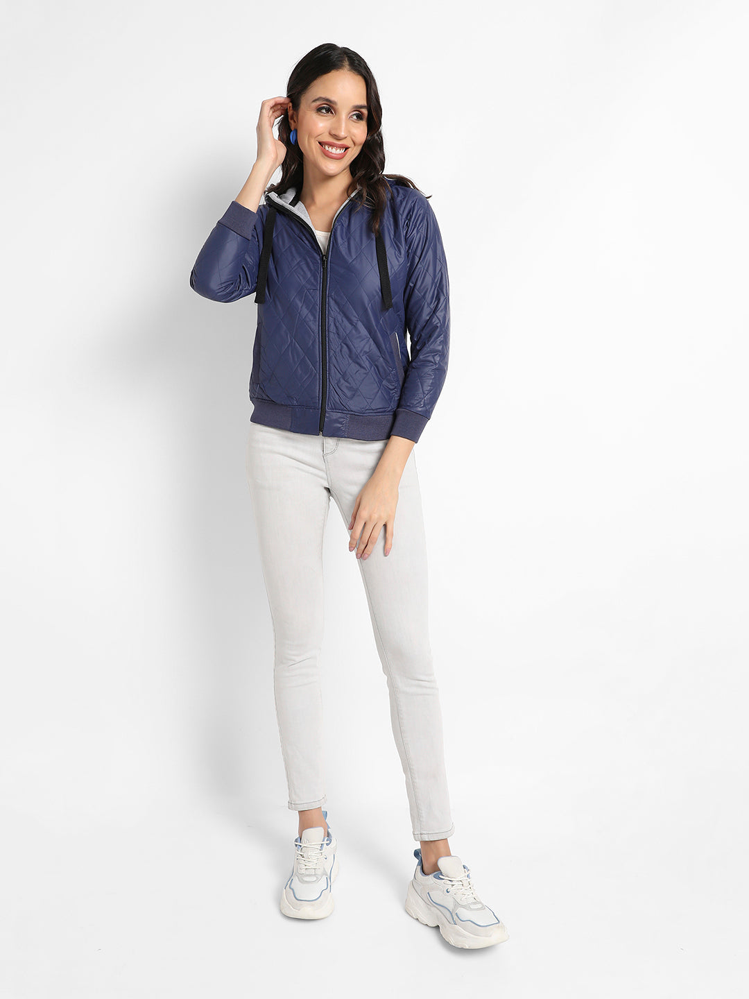 Quilted Puffer Jacket With Zip Closure