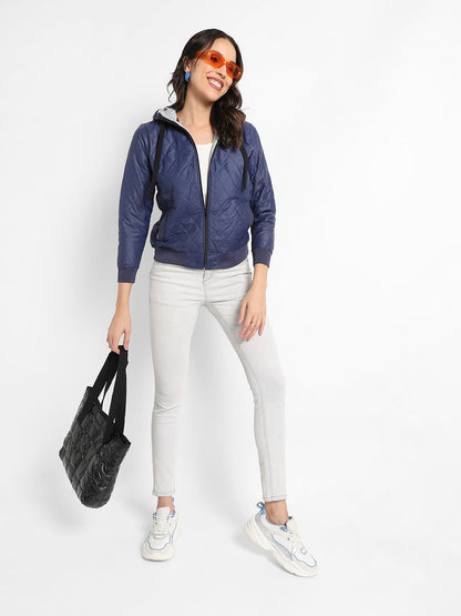 Quilted Puffer Jacket With Zip Closure