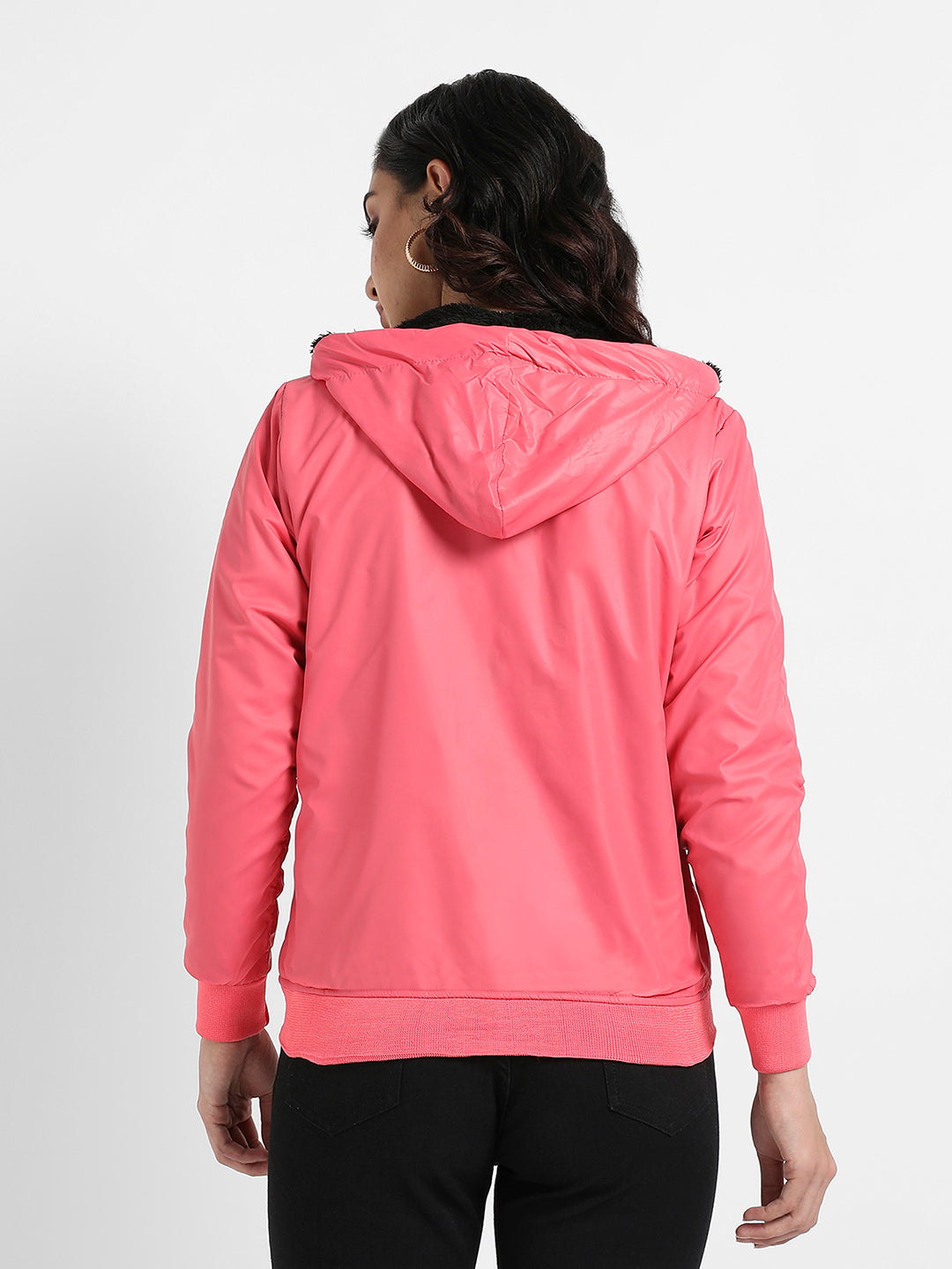 Zip-Front Bomber Jacket With Contrast Drawstring