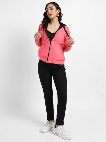 Zip-Front Bomber Jacket With Contrast Drawstring