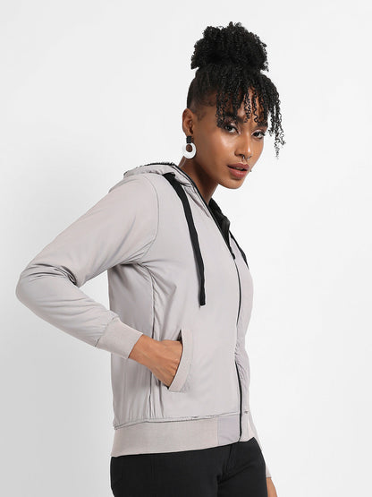 Zip-Front Puffer Jacket With Contrast Drawstring