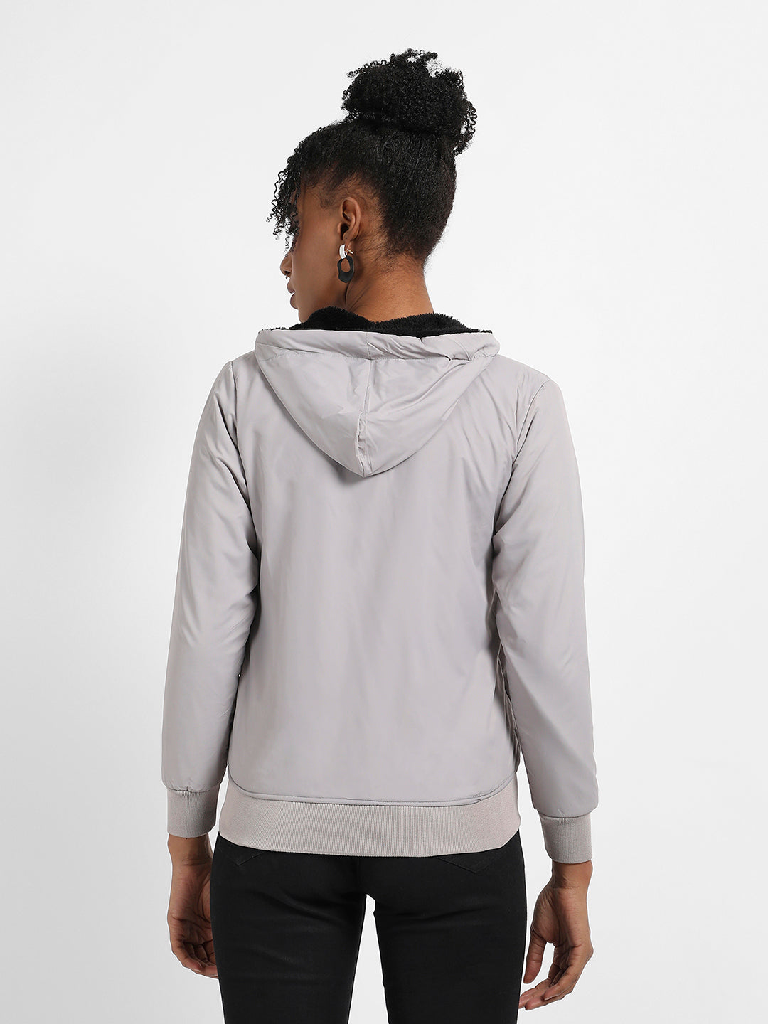 Zip-Front Puffer Jacket With Contrast Drawstring