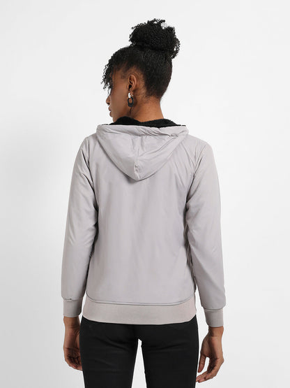 Zip-Front Puffer Jacket With Contrast Drawstring