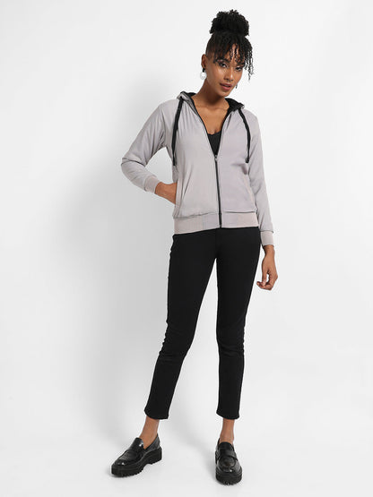 Zip-Front Puffer Jacket With Contrast Drawstring