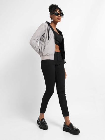 Zip-Front Puffer Jacket With Contrast Drawstring