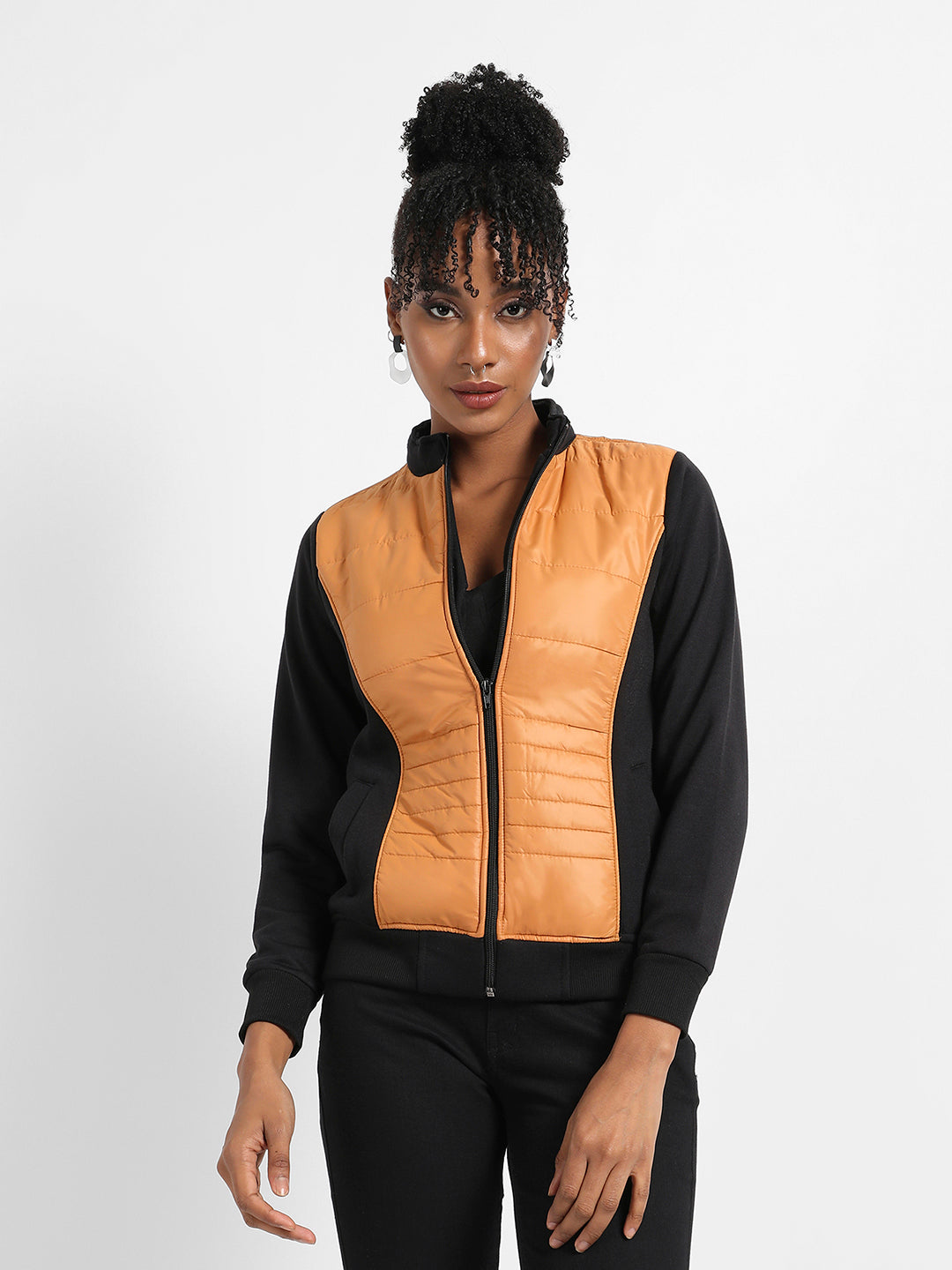 Zip-Front Jacket With Quilted Details