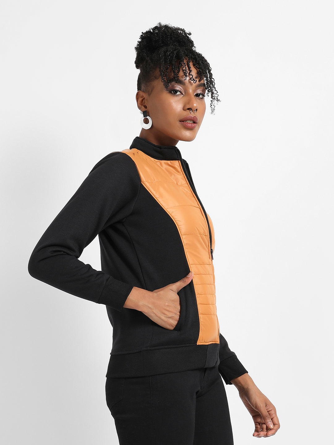 Zip-Front Jacket With Quilted Details