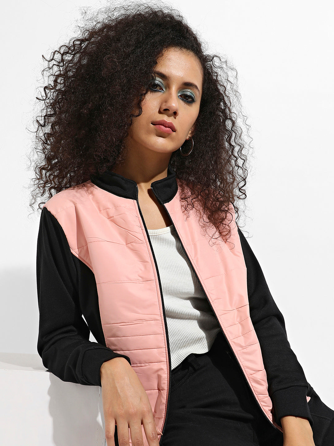 Zip-Front Jacket With Quilted Details