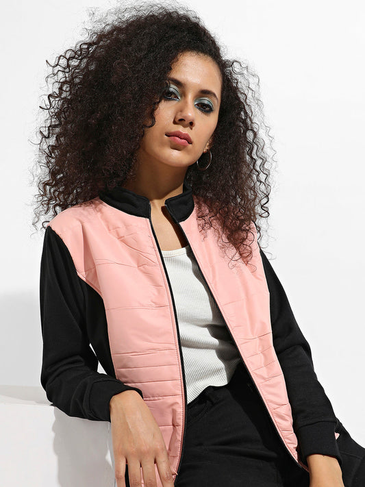 Zip-Front Jacket With Quilted Details