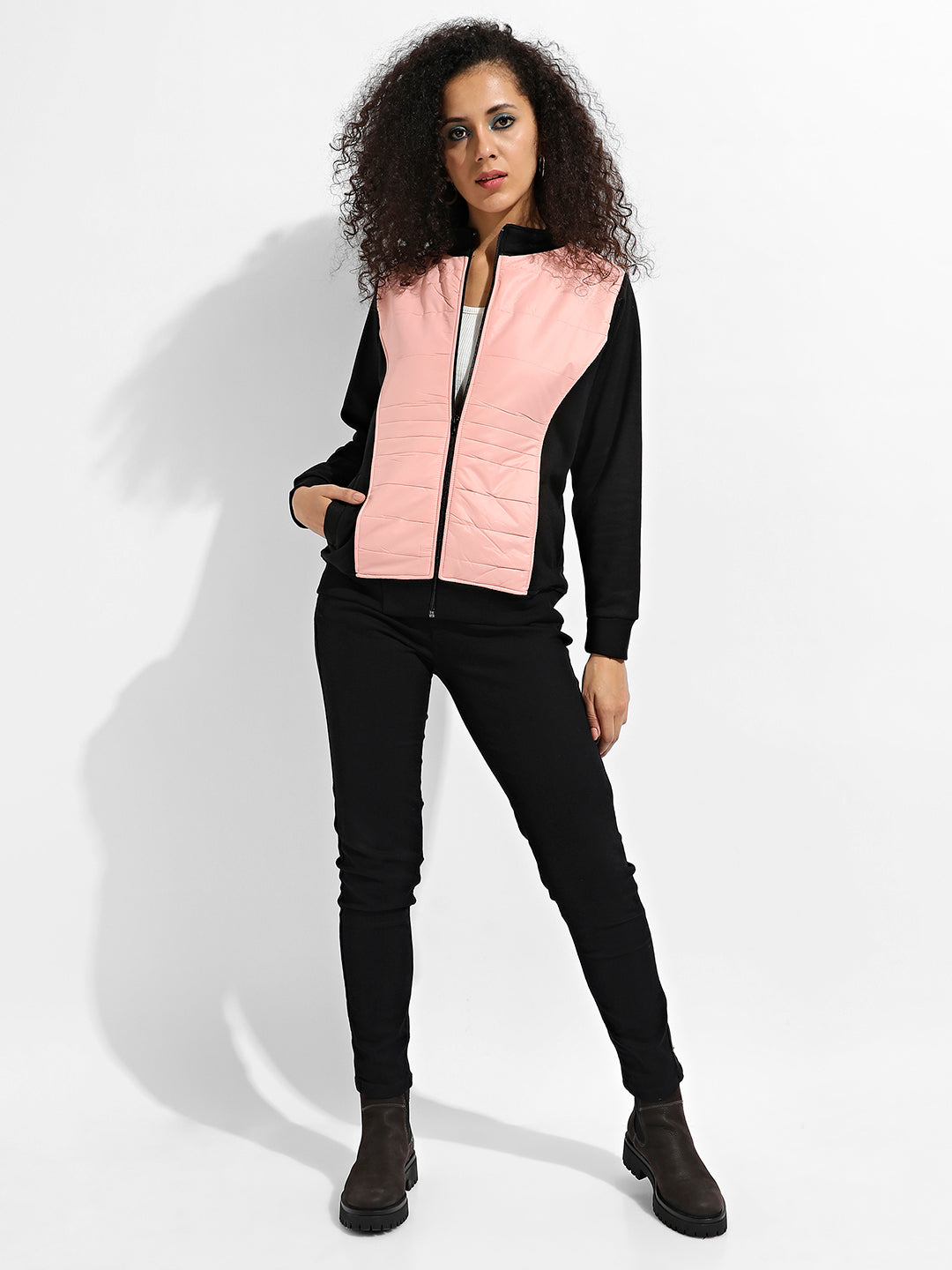 Zip-Front Jacket With Quilted Details