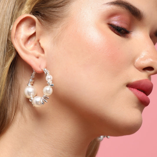 Silver-Plated Hoop Earrings Earrings