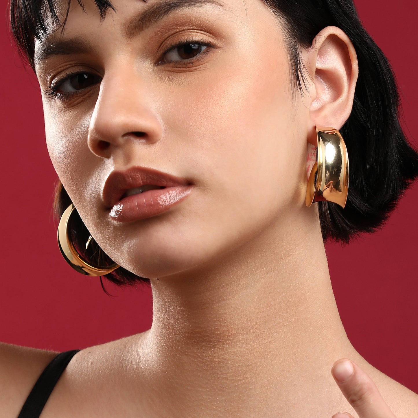 Gold-Plated Half Hoop Earrings Earrings