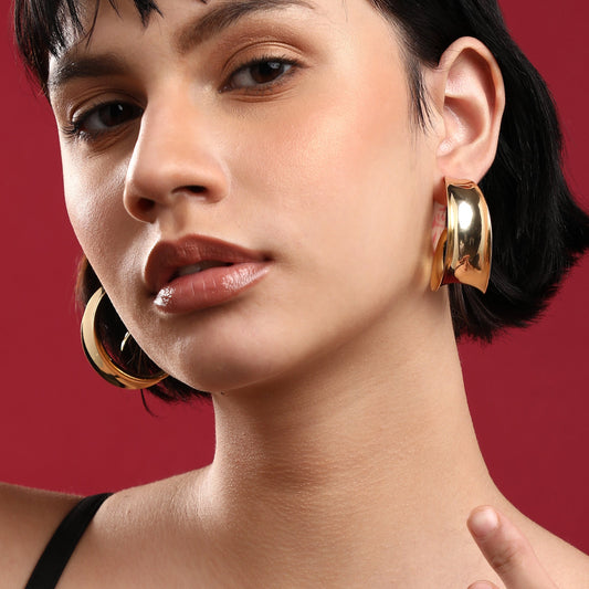 Gold-Plated Half Hoop Earrings Earrings