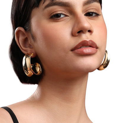 Gold-Plated Half Hoop Earrings Earrings