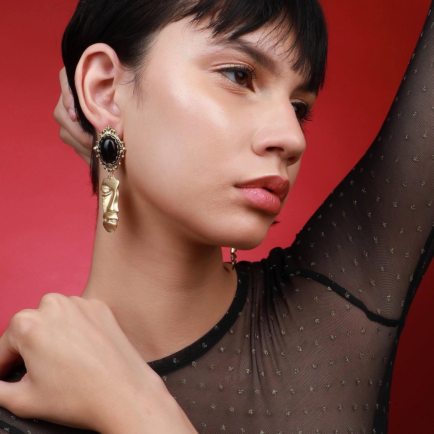 Gold-Plated Drop Earrings Earrings