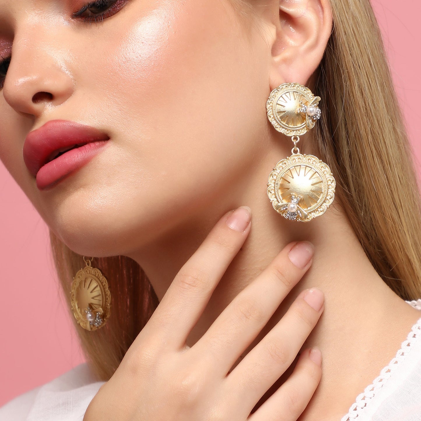 Gold-Plated Drop Earrings Earrings