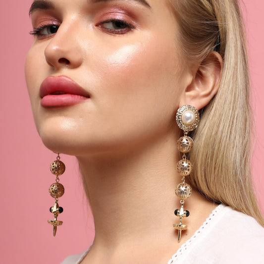 Gold-Plated Drop Earrings Earrings