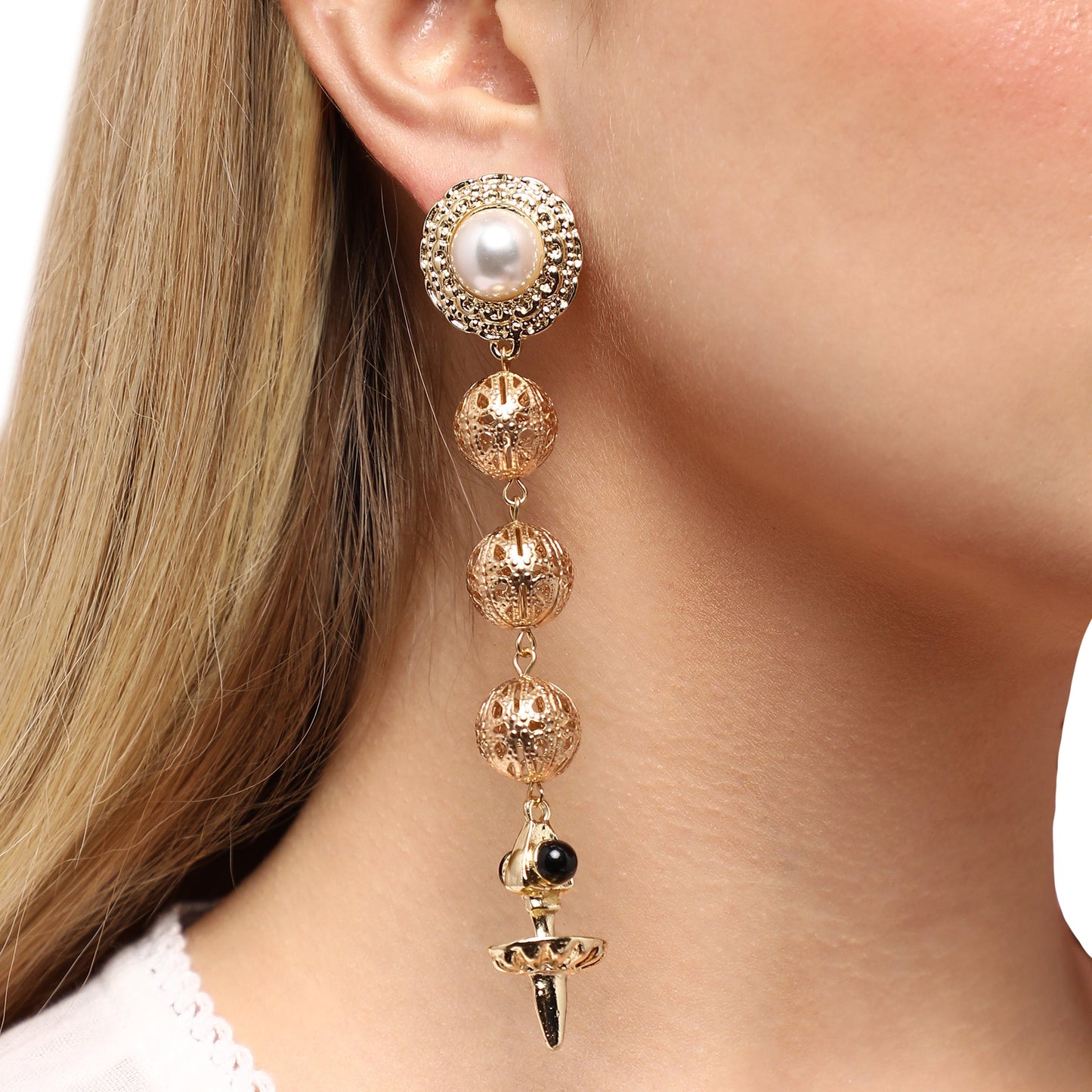 Gold-Plated Drop Earrings Earrings