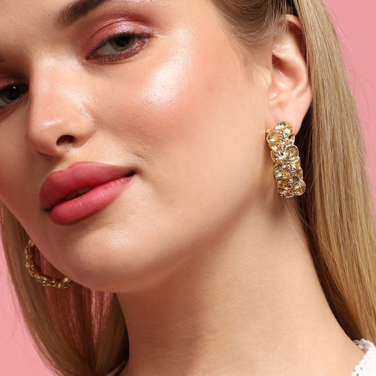 Gold-Plated Half Hoop Earrings Earrings