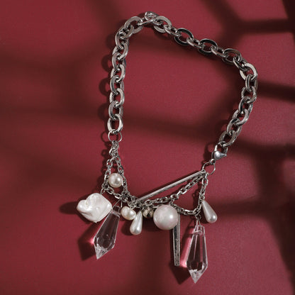 Silver-Plated Short Necklace Necklace