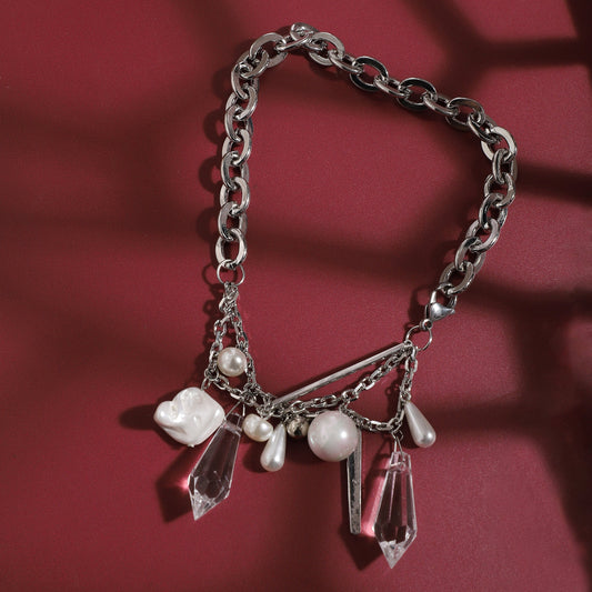 Silver-Plated Short Necklace Necklace