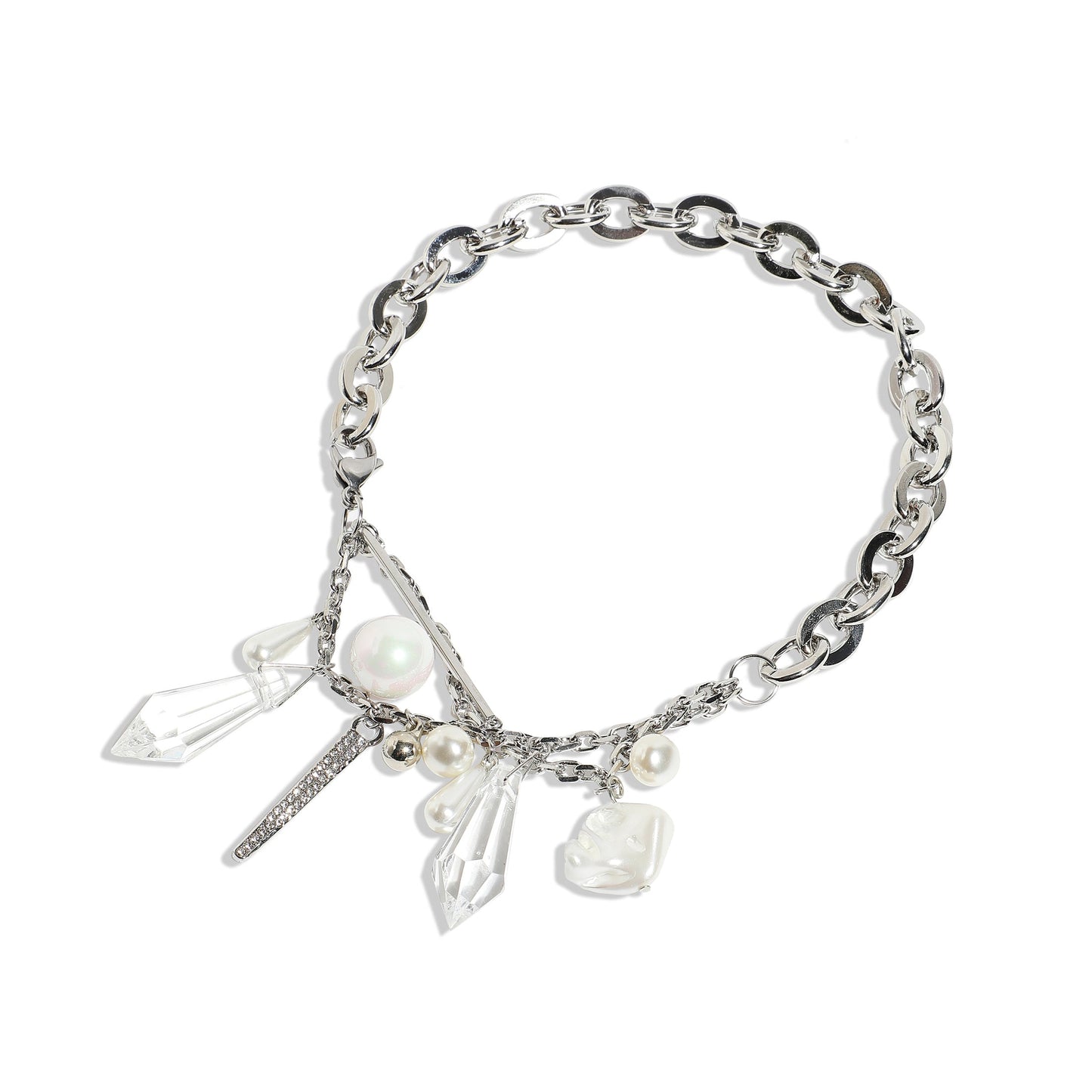 Silver-Plated Short Necklace Necklace