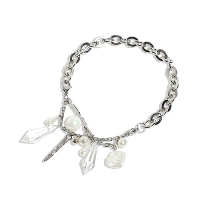 Silver-Plated Short Necklace Necklace