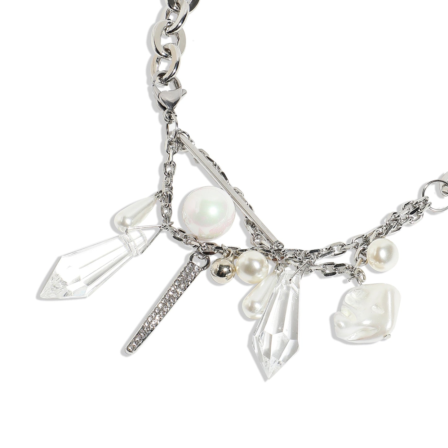 Silver-Plated Short Necklace Necklace