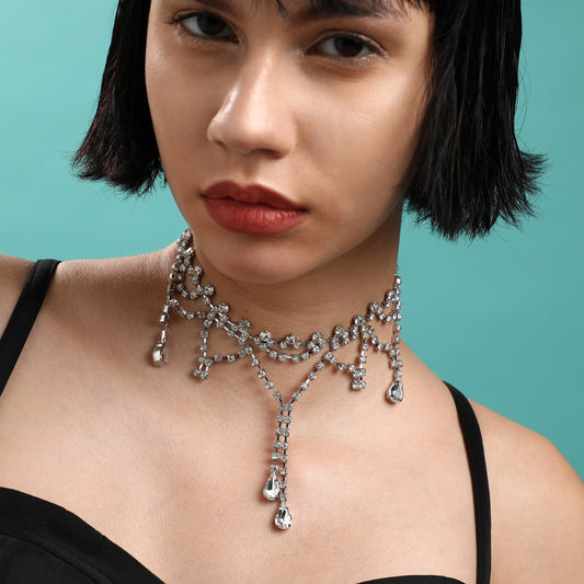Silver-Plated Short Necklace Necklace