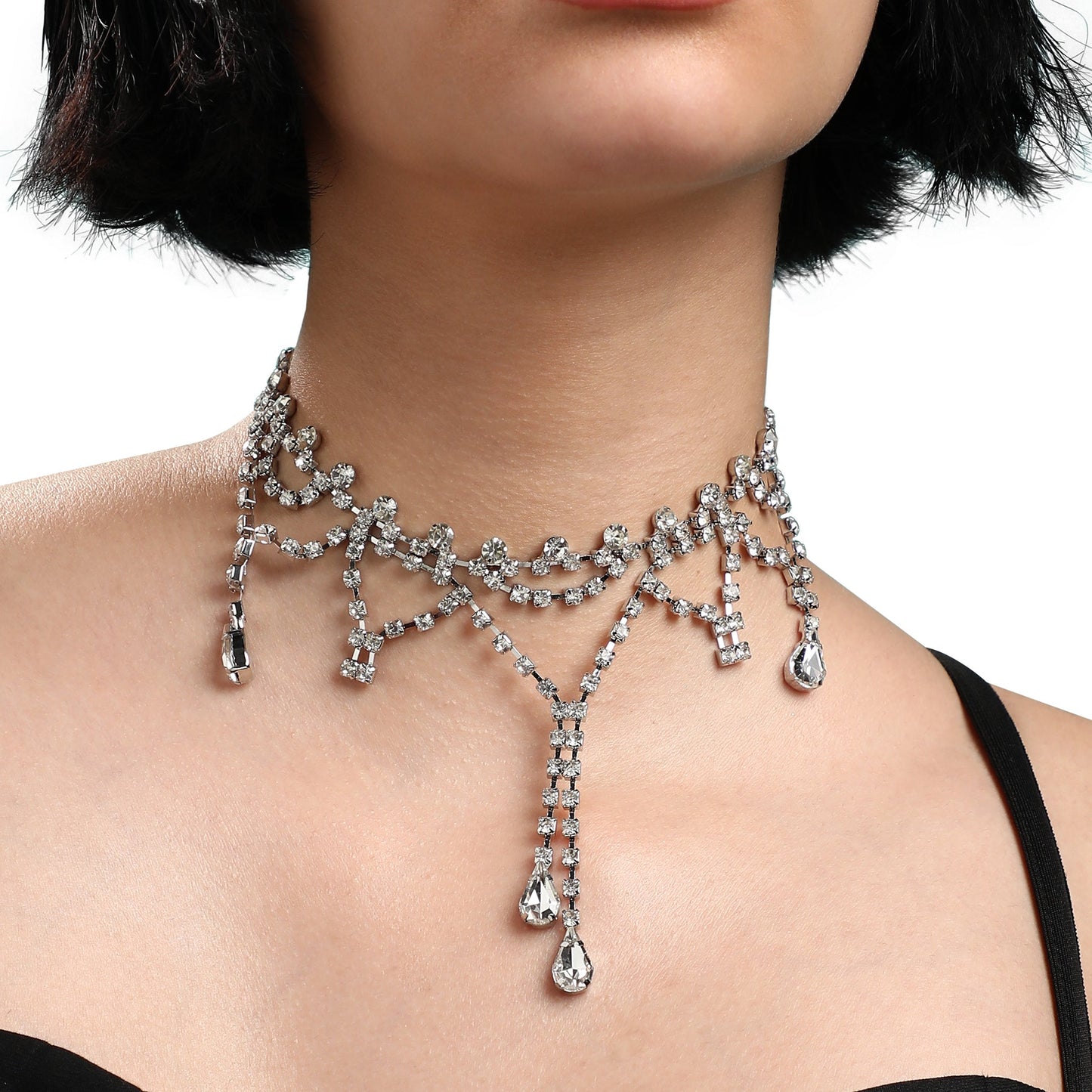 Silver-Plated Short Necklace Necklace