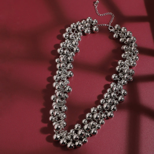 Silver-Plated Short Necklace Necklace