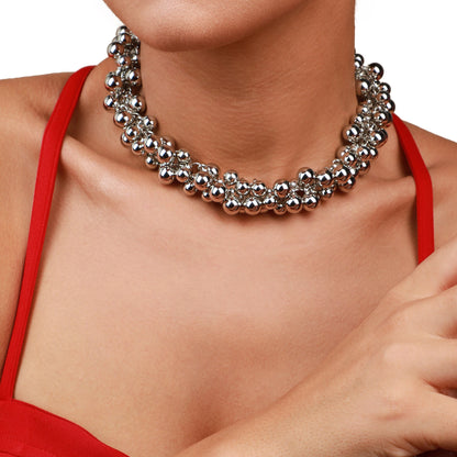 Silver-Plated Short Necklace Necklace