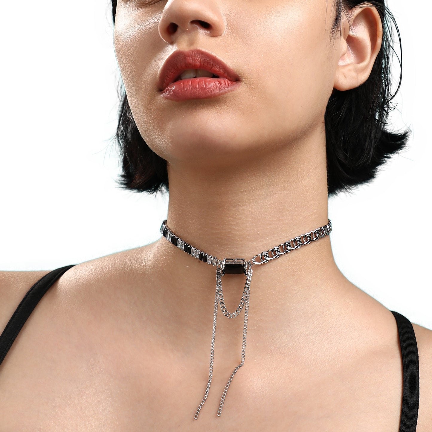 Silver-Plated Short Necklace Necklace